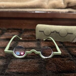 Attica Reading Glasses-Green Round Glasses with Case +3.50